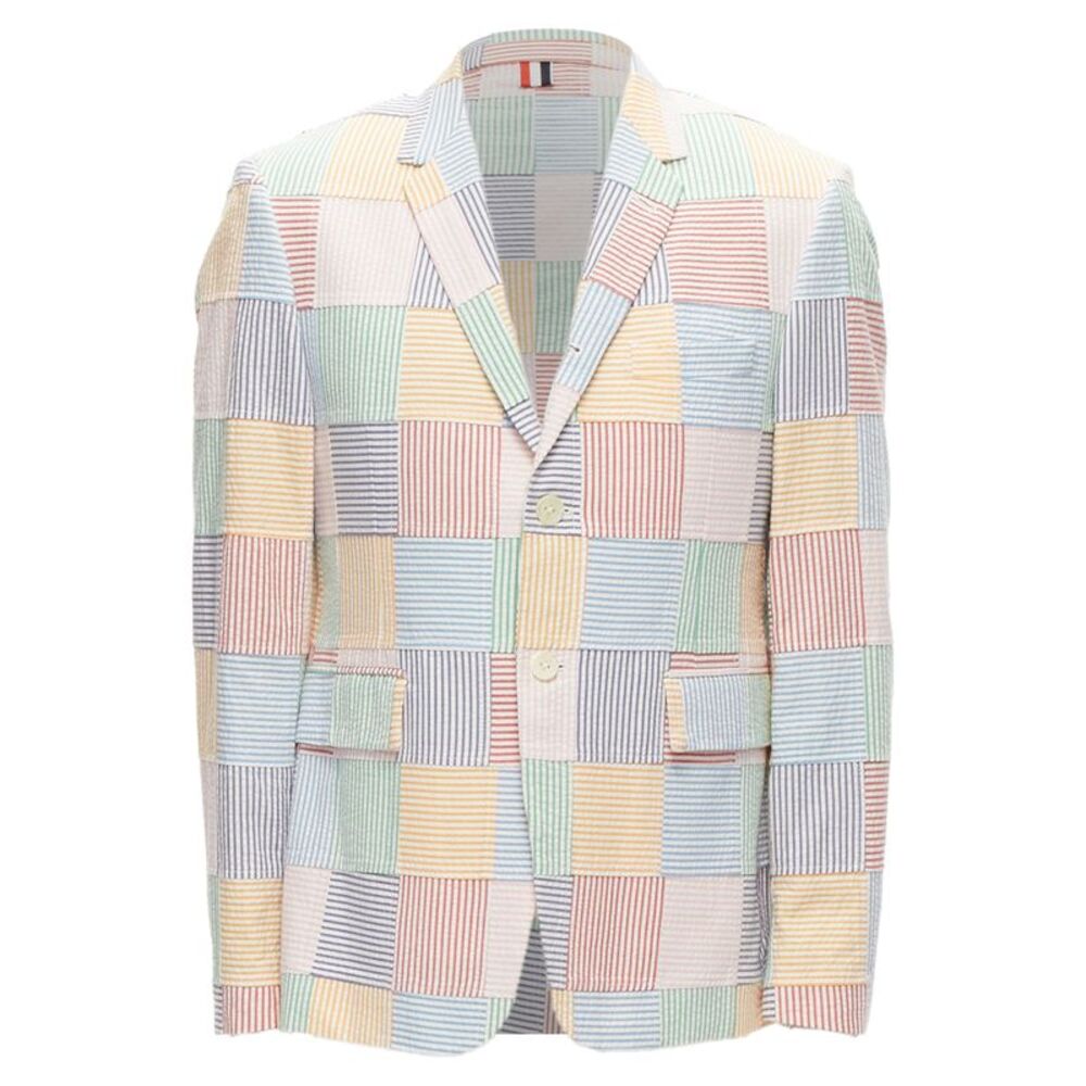 Thom E Colourful Stripes Patchwork Seersucker But… - image 1